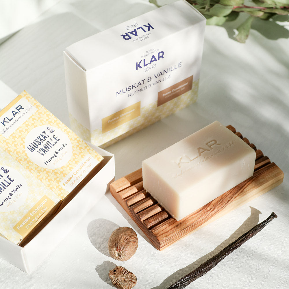 Geschenkset: festes Shampoo und fester Conditioner Muskat&Vanille