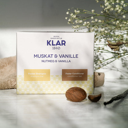 Geschenkset: festes Shampoo und fester Conditioner Muskat&Vanille