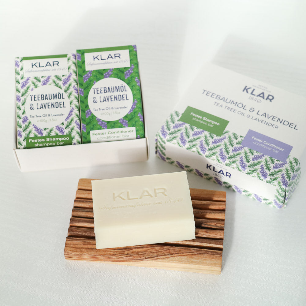 Geschenkset: festes Shampoo und fester Conditioner Teebaumöl&Lavendel