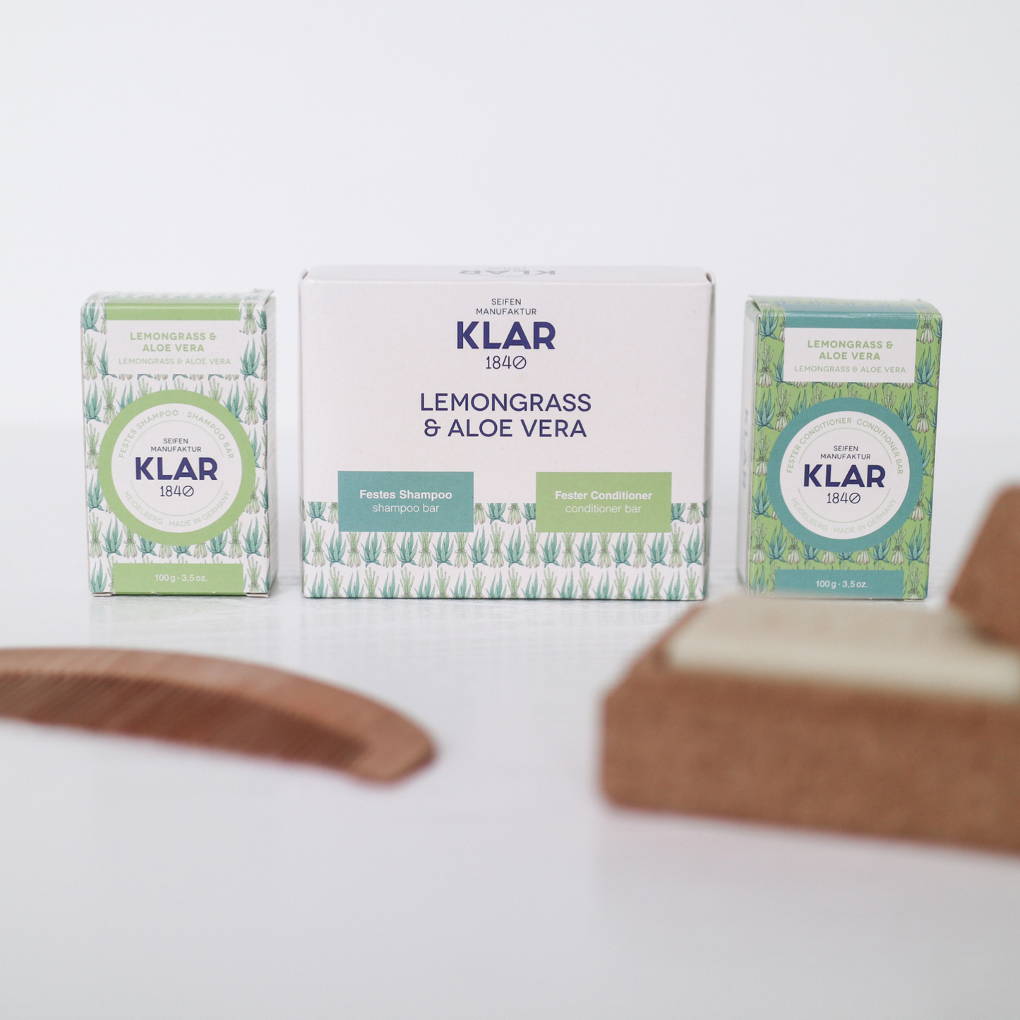 Geschenkset: festes Shampoo und fester Conditioner Lemongrass&Aloe Vera