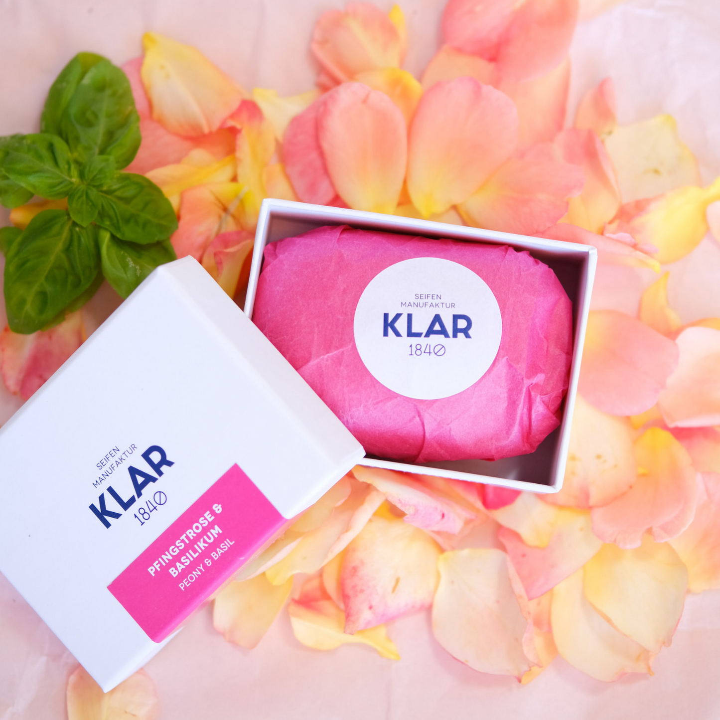 Pflegeseife Pfingstrose & Basilikum 135g, palmölfrei