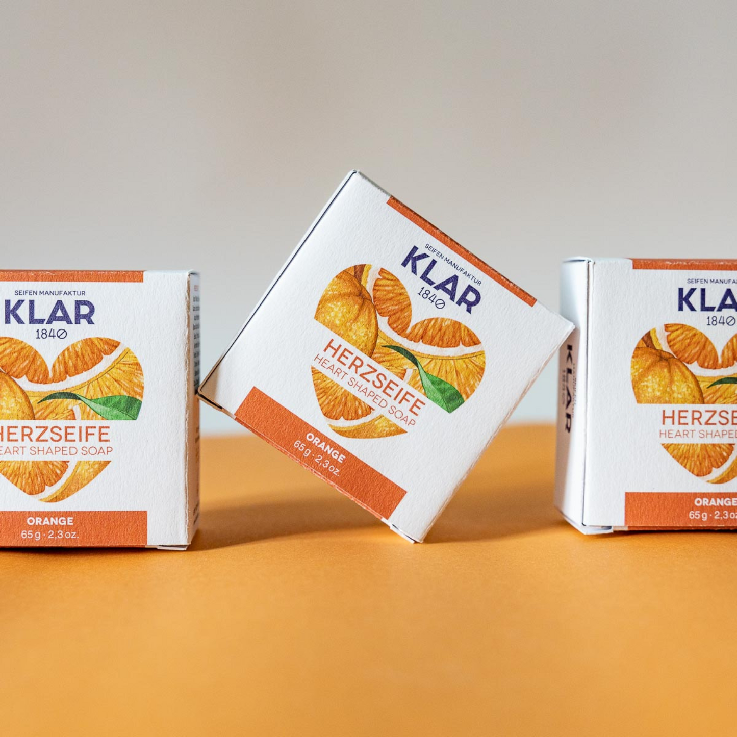 Herzseife Orange 65g, Cosmos zertifiziert, palmölfrei